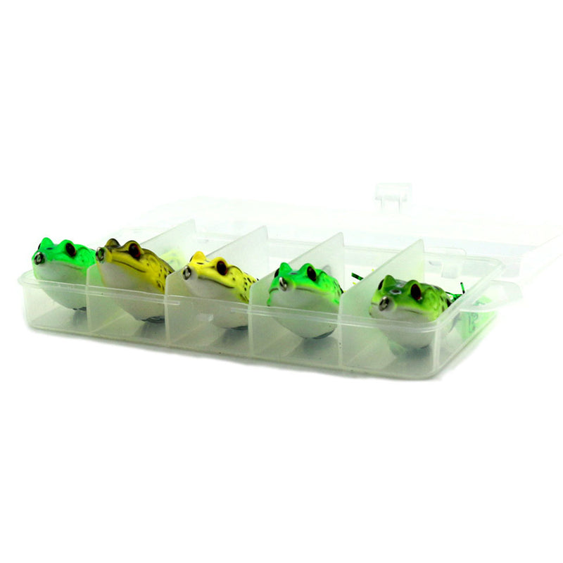 5pcs 12g 6cm Dual Hook Soft Frog Fishing Lure Top Water Artificial Bait Snakehead Fishing Crank Bait