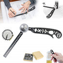 Multi-funtional Drawing Curved Metallic Ruler Mini Compass Protractor Combo Circles Drawing Patterns