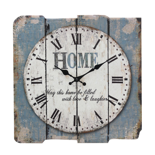 Stonebriar Square 15'' Wall Clock Rustic Farmhouse Worn Roman Numeral Vintage