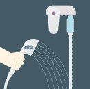 Bathroom Handheld Shower Spray Head ABS Plating 3 Color LED Digital Temperature Display w/ Hose