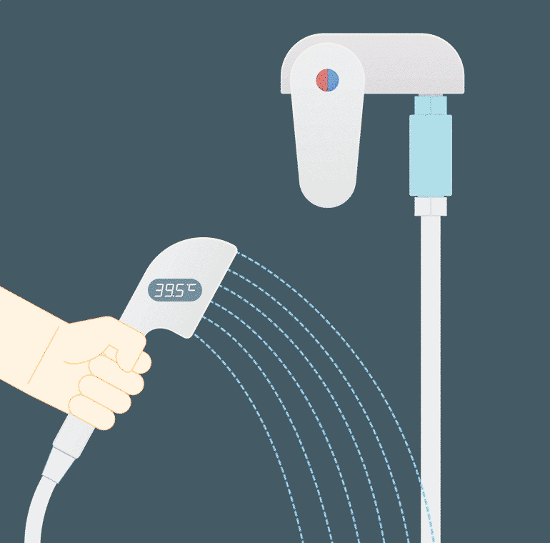 Bathroom Handheld Shower Spray Head ABS Plating 3 Color LED Digital Temperature Display w/ Hose