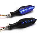 2pcs Smoked Motorcycle Blue LED Turn Signal Lamp Sequential Flowing Indicator Lights