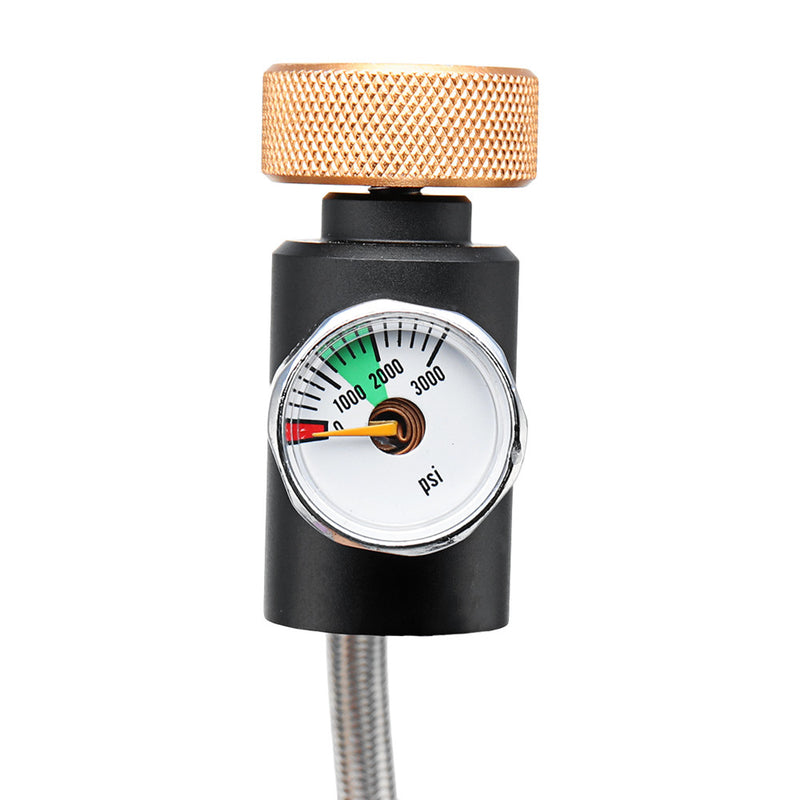 24 Inch CGA320 High Pressure Hose Switch Valve Lever with Gauge CO2 Fill Station for Fill SodaStream