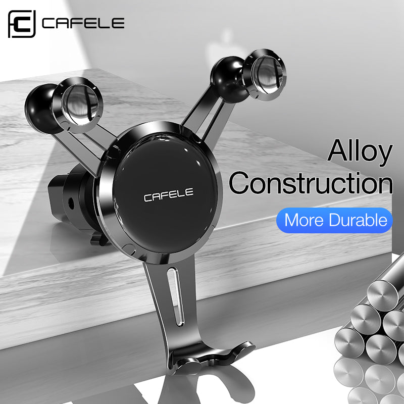 Cafele Aluminum Alloy Gravity Linkage Air Vent Car Phone Holder Car Mount for 4.7-6.5 Inch Smart Phone for iPhone for Samsung Xiaomi