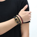 Punk Multilayer Hand Woven Bracelet Rudder Boat Anchor Beaded Bracelet Unisex Wholesale