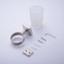 Toothbrush Holder Drinking Glass Tumbler Toothpaste Stainless Steel Wall Mounted Holder