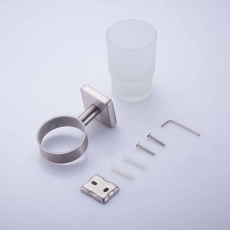 Toothbrush Holder Drinking Glass Tumbler Toothpaste Stainless Steel Wall Mounted Holder