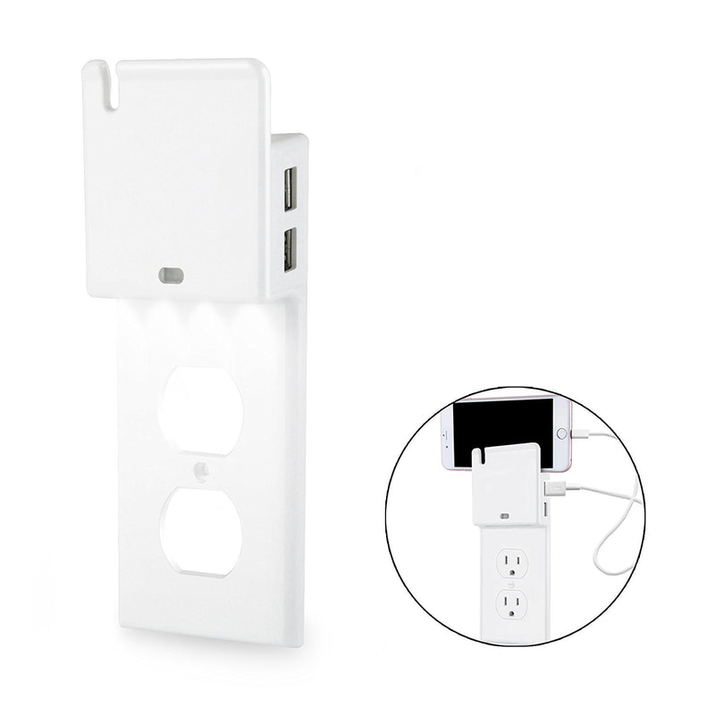 LUSTREON AC110-125V 15A Duplex Decor USB Nightlight Outlet Wall Plate Cover for Light Switches