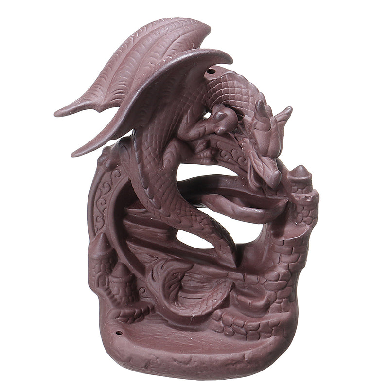 Waterfall Backflow Ceramic Dragon Incense Burner Cone Holder Censer Home Decor
