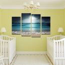 Miico Hand Painted Four Combination Decorative Paintings Blue Sea Wall Art For Home Decoration