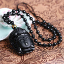 Natural Black Obsidian Kwan-yin Pendant Charm Necklace Lucky Jewelry Collocation Clothing