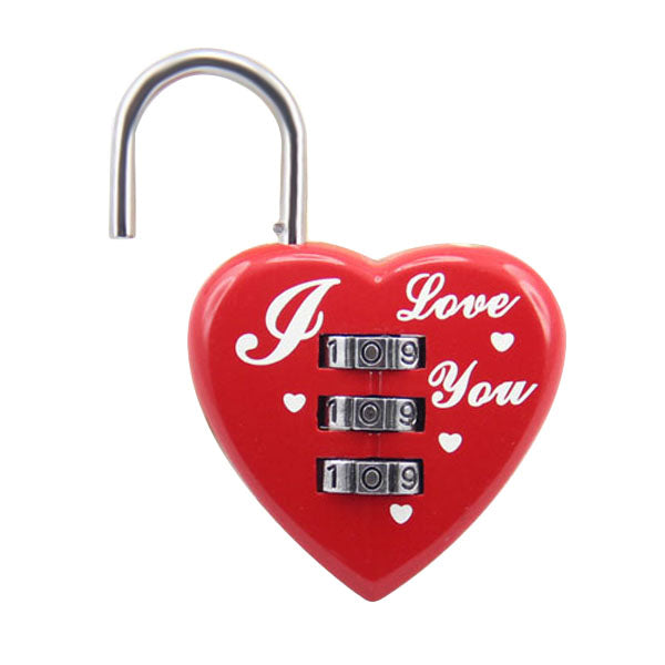 Heart Shaped 3 Digit Travel Luggage Lock Resettable Combination Padlock for School Gym&Sports Locke