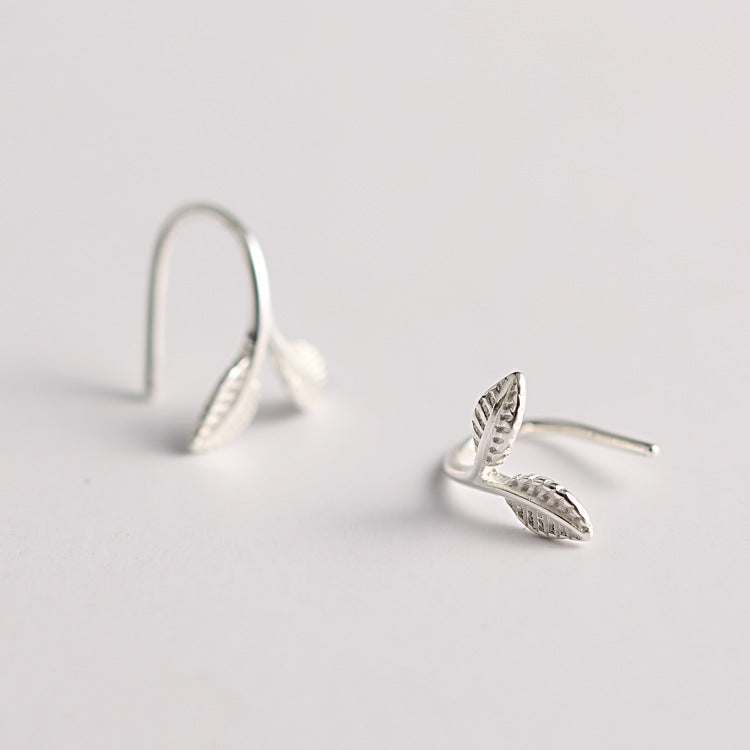 925 Sterling Silver Earrings Stylish Silver Leaf Ear Drop Lovely Earring Gift for Women