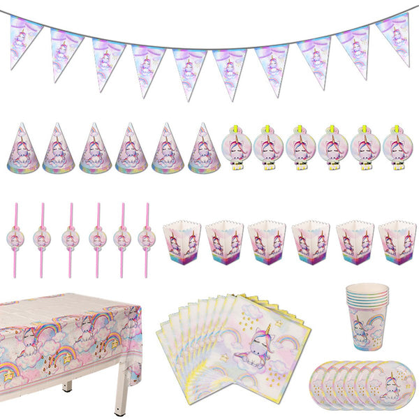 Cartoon Theme Party Tableware Supplies Kids Birthday Set Baby Shower Decorations