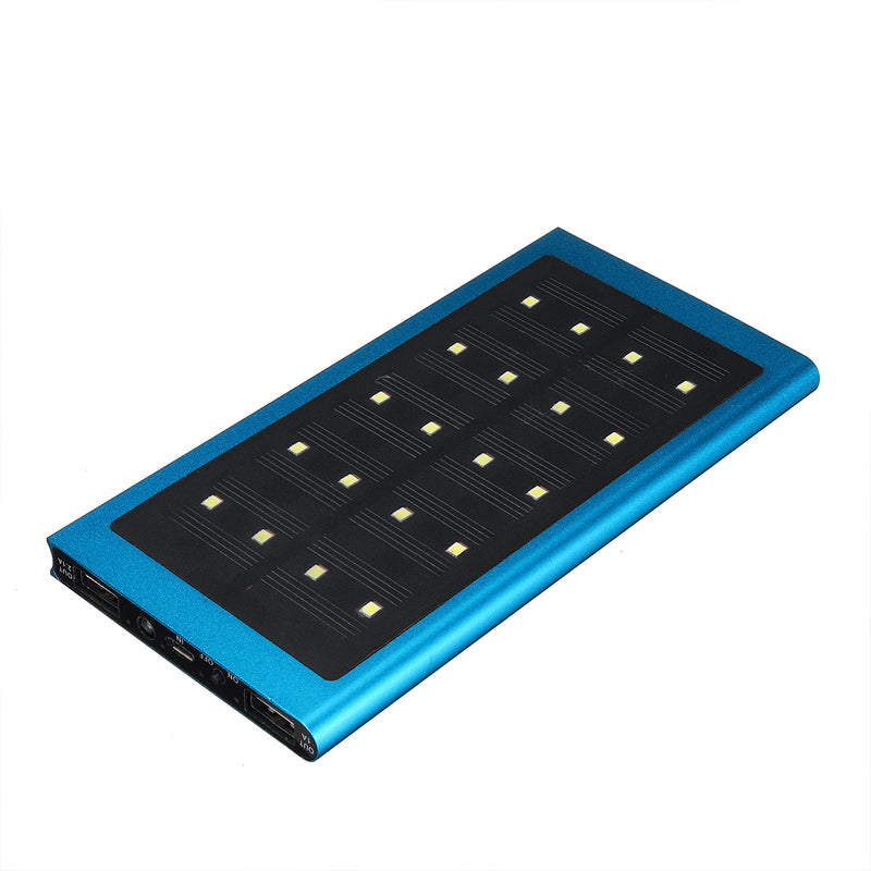 Ultrathin Solar Powered Battery Bank USB Solar Charger 20000mAh LED Light Dual USB Charger