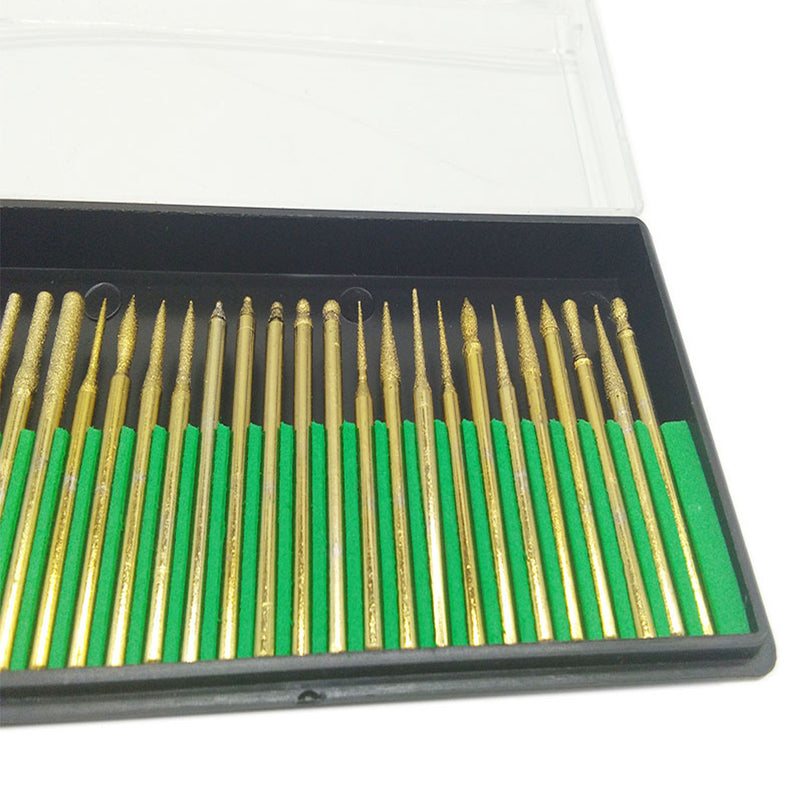 30pcs 3mm Titanium Diamond Grinding Head Grinder Drill Bit Abrasive Tool For Rotary Tool