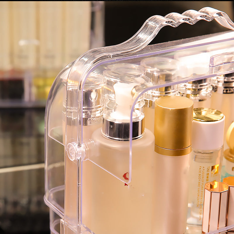 2 Drawer Clear Acrylic Cosmetic Makeup Organizer Jewelry Storage Box Desktop