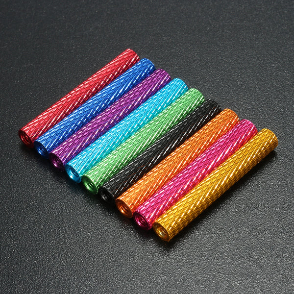 Suleve M3AS8 10Pcs M3 35mm Knurled Standoff Bolt Aluminum Alloy 6061 Anodized Spacer Multicolor