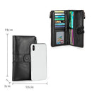 Ultra Slim Handcrafted Cowhide Leather Long Wallet Clutch RFID Blocking ID Card Holder Coin Purse