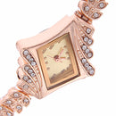 Fashion Ladies Dress Watch The Diamond Shape Crystal Leaf Women Bracelet Quartz Watch