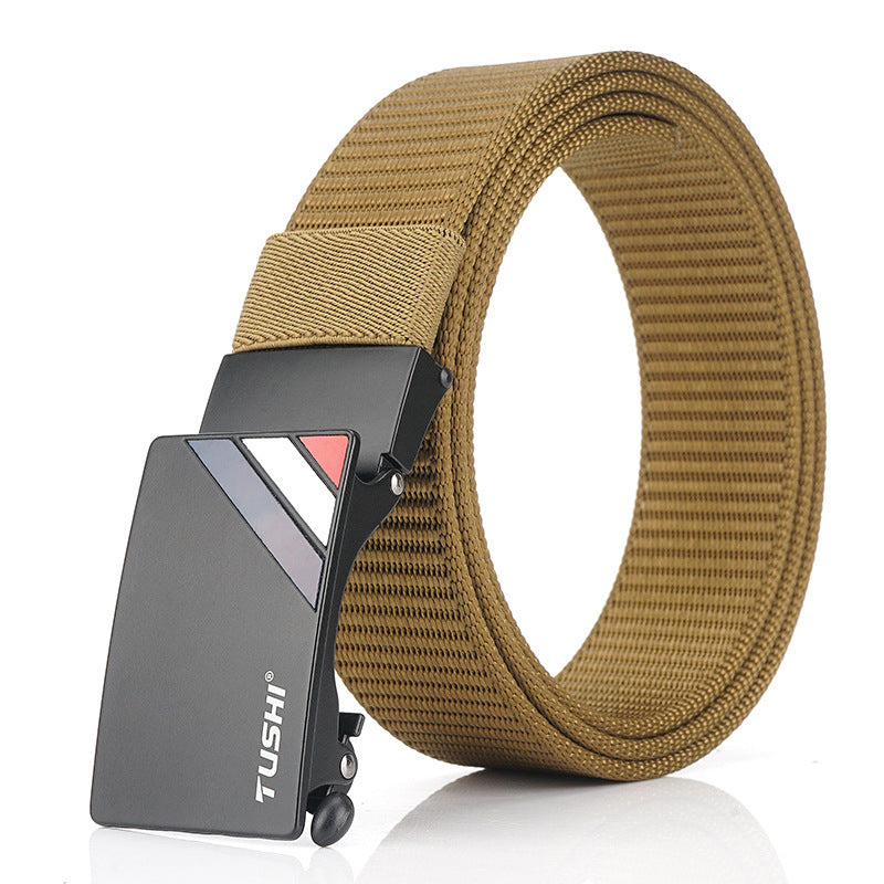 TUSHI 125cm Thick Nylon Belt Quick Release Metal Buckle Business Tactical Belt