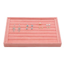 Velvet Jewelry Display Stand Tray Pink Brooch Ring Earring Holder Organizer Rack