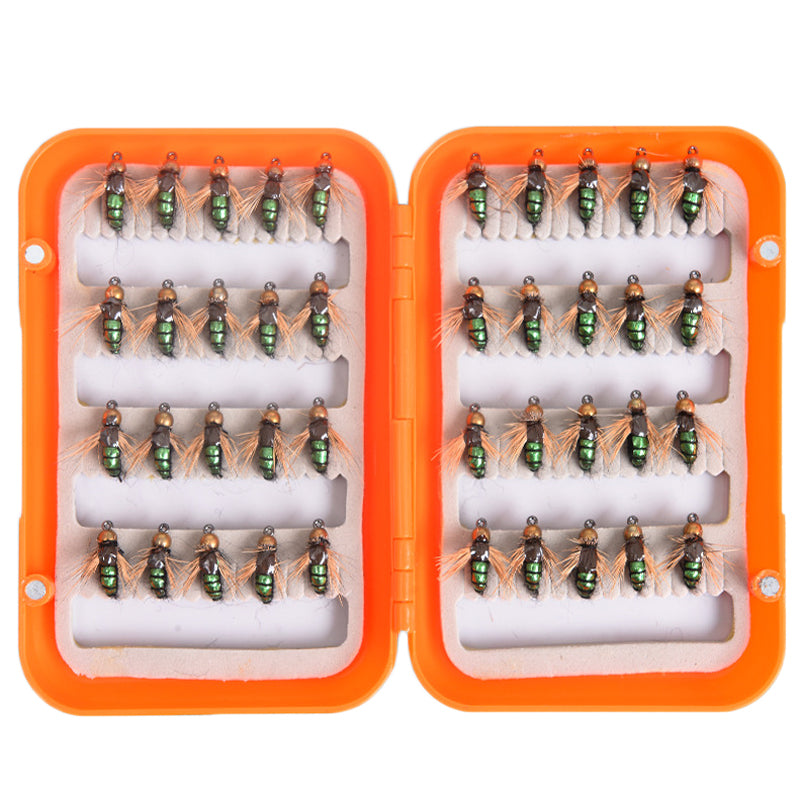 LEO 40pcs/lot Fly Fishing Lure Set Artificial Bait For Pesca Fish Fishing Hooks Tackle With Box