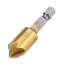 Drillpro 3pcs/Set 5 Flutes 90 Dgree Chamfer Cutter 1/4" Shank 12/16/19mm Countersink Drill Bit Kit
