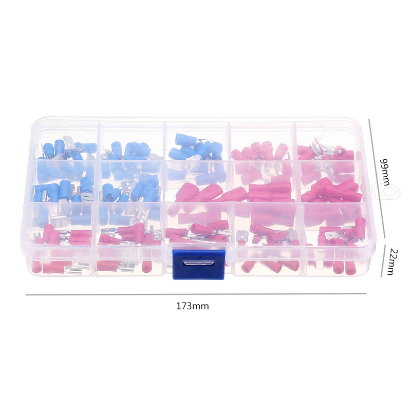 140Pcs 15 Squares Assorted Insulated Electrical Wire Terminal Crimp Cable Connector Spades Kit