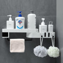 Punch-Free Shower Storage Corner Rack Shelf Hanger Bathroom Kitchen Wall Mounted