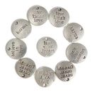 10Pcs RounD-shape Carve Words Pendants DIY Jewelry Accessories