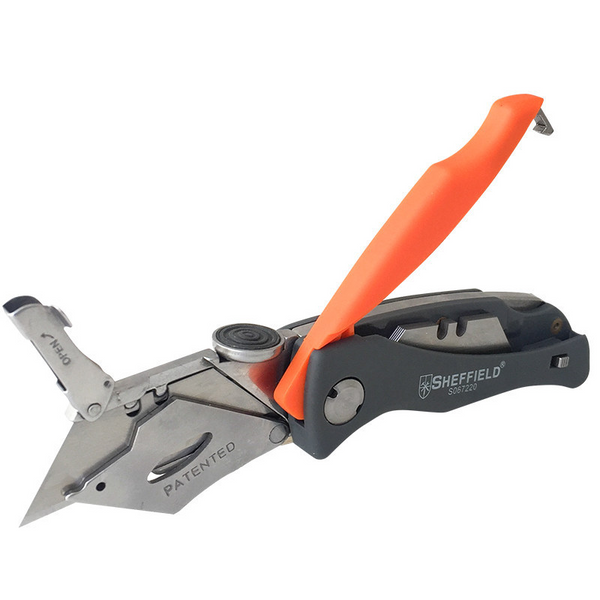 Sheffield Heavy Duty Utility Cutter SK5 Multifunctional Foldable Pocket Cutter DIY Craft Paper Leather Cutter Art Work Cutting tools with 6 Blades