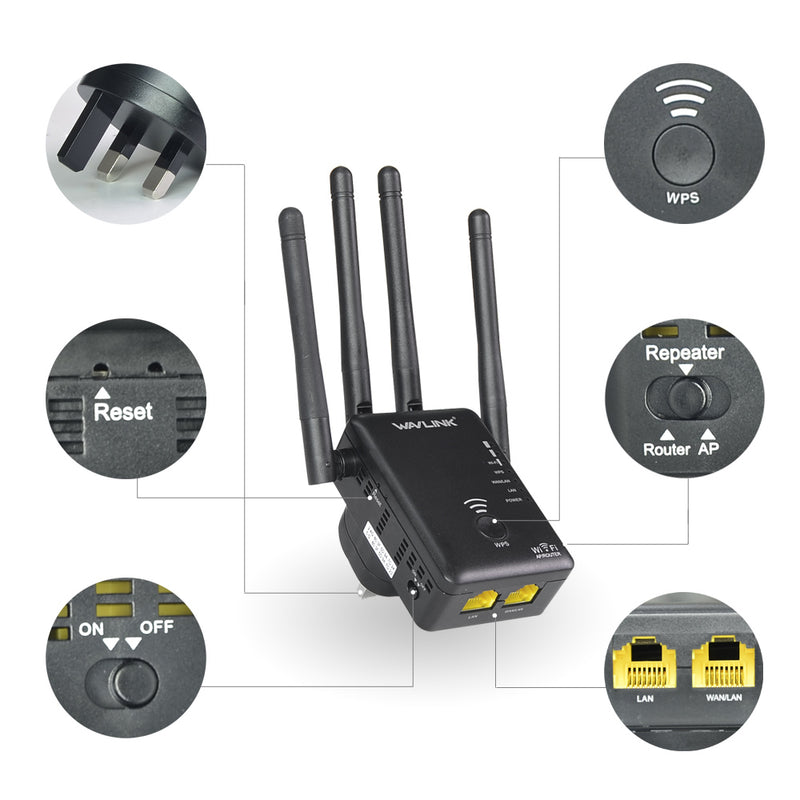 Wavlink AC1200 1200Mbps Dual Band 4x3dBi External Antennas Wireless WIFI Repeater Router