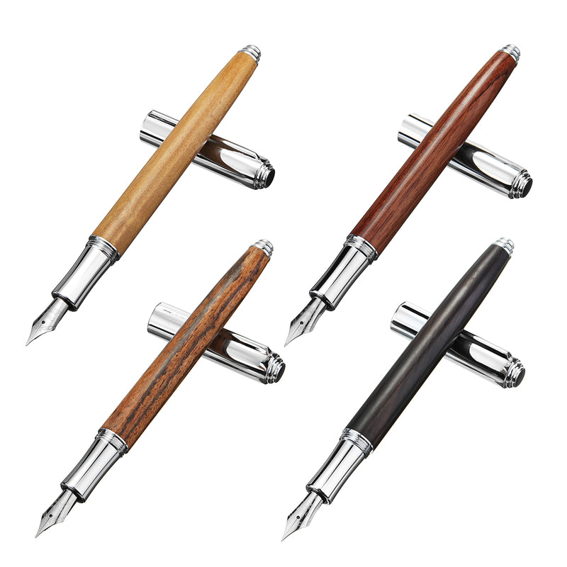 Handmade Nature Wood Barrel China Fountain Pen Extra Fine Nib 0.38mm Writing Pen