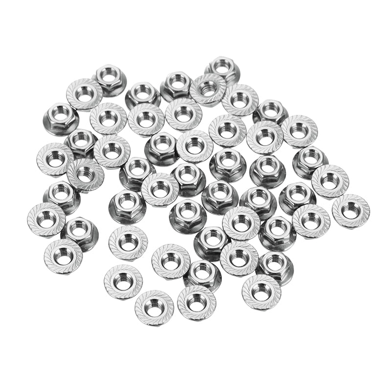 Suleve M4SN3 50Pcs M4 304 Stainless Steel Hex Serrated Flange Lock Nuts
