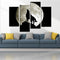 Miico Hand Painted Four Combination Decorative Paintings Full Moon Black Wolf Wall Art For Home Decoration