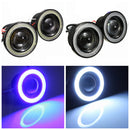2PCS 3 Inch Projector LED Fog Lights Angel Eyes with Blue/White Halo Ring DRL Lamp 12V for Car Motorcycle