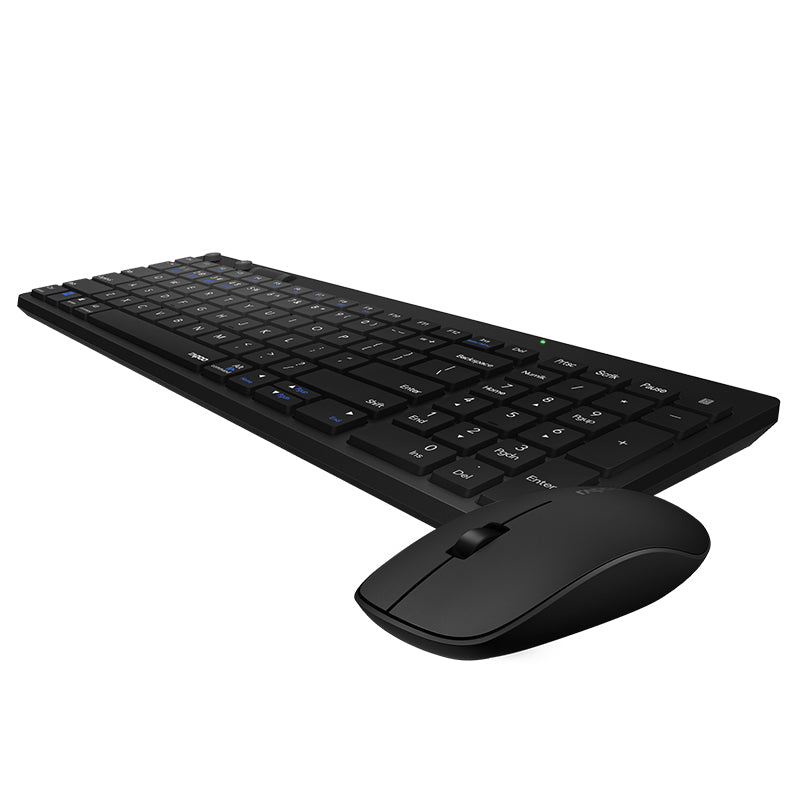 Rapoo 8050T 2.4GHz Wireless 108 Keys Keyboard and 1300dpi Mouse Combo Set with USB Receiver for Windows10 / 8 / 7 / Vista / XP