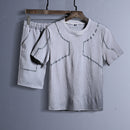 Men Sports Two Pieces Fitness Leisure Soft Slim Fit Quick-drying Short T-shirt Pants Hiking Suit