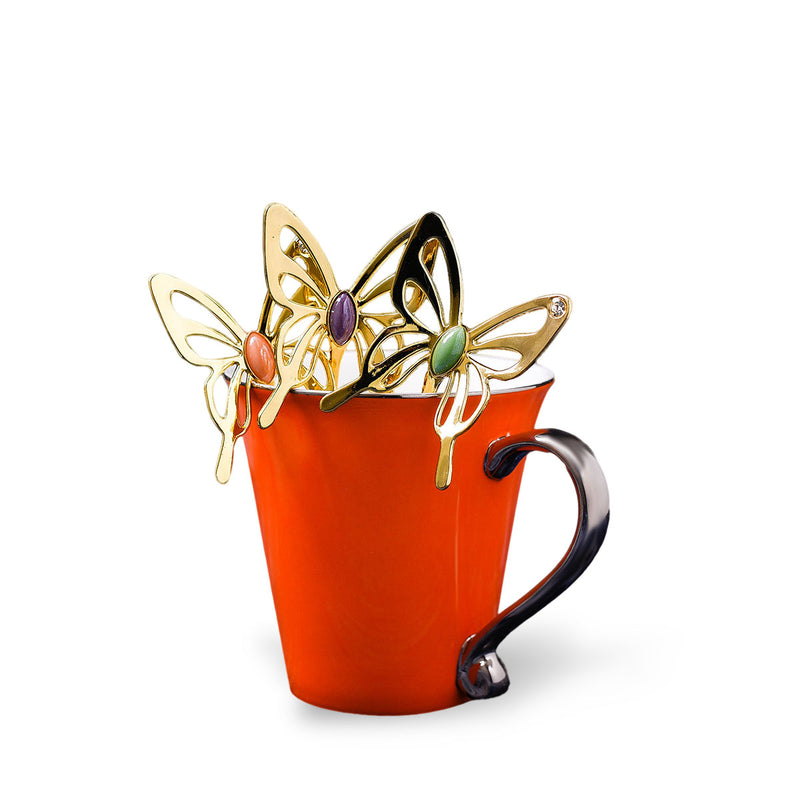 KCASA Tea Spoon Three-dimensional Butterfly Creative Design Elegant Aluminum Alloy Coffee Tea Spoon