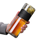 520ML Portable Double Wall Glass Tea Water Bottle with Filter Infuser Travel Mug