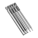 Broppe 5Pcs 100mm H2.5-H6 Hex Head Screwdriver Bit 1/4 Inch Hex Shank Magnetic Screwdriver Bits