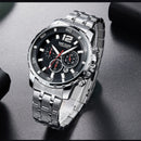 MEGIR 2068G Men Watch Luminous Display Chronograph Business Quartz Watch Stainless Steel Sport Watch