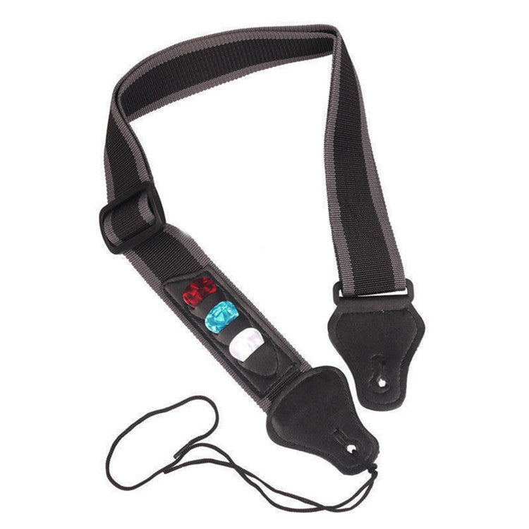 Nylon Guitar Strap with Three Pick Holder Strap with for Electric Acoustic Bass Guitar