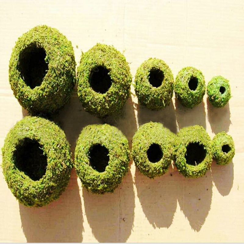 6-18cm Moss Weaved Ball Shape Flower Pot Succulent Planter Green Basket