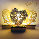 Romantic Lovebirds Wedding LED Light Wooden Ornament Bridal Heart Shape Decorations