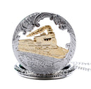 Deffrun Vintage Style Silver Case Unisex Watch 3D Design Cover Pocket Watches