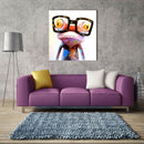 Miico Hand Painted Oil Paintings Animal Modern Art Happy Frog With Glasses On Canvas Wall Art For Home Decoration 20x20cm