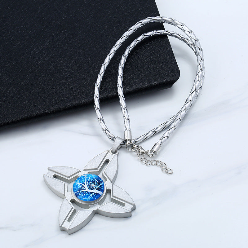 Unisex Fidget Spinner Necklace Four Leaf Crab Craws Pendant Necklace Women Men