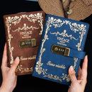 A5 Vintage Diary Notebook with Flower Design Students Password Notebooks Office School Supplies